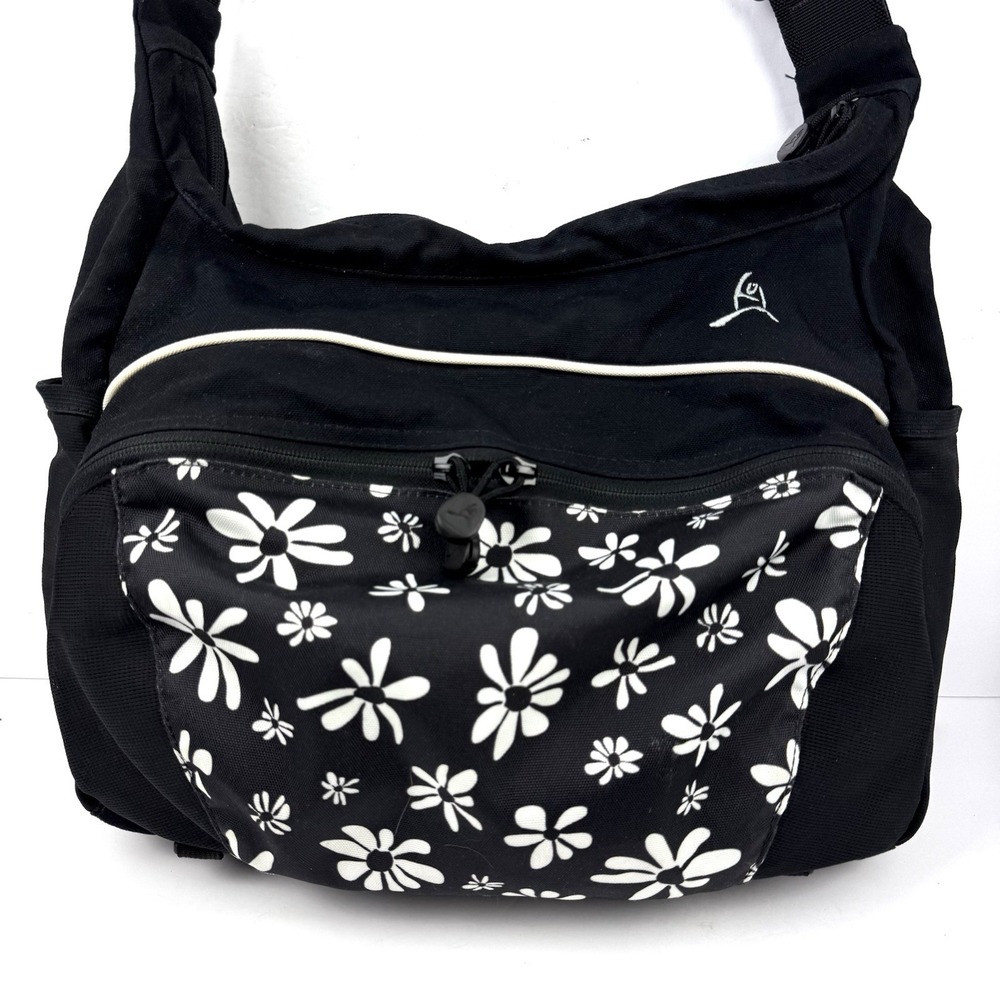 Overland Equipment Messenger Bag Black Floral Canvas Made In Chico USA - Picture 2 of 16
